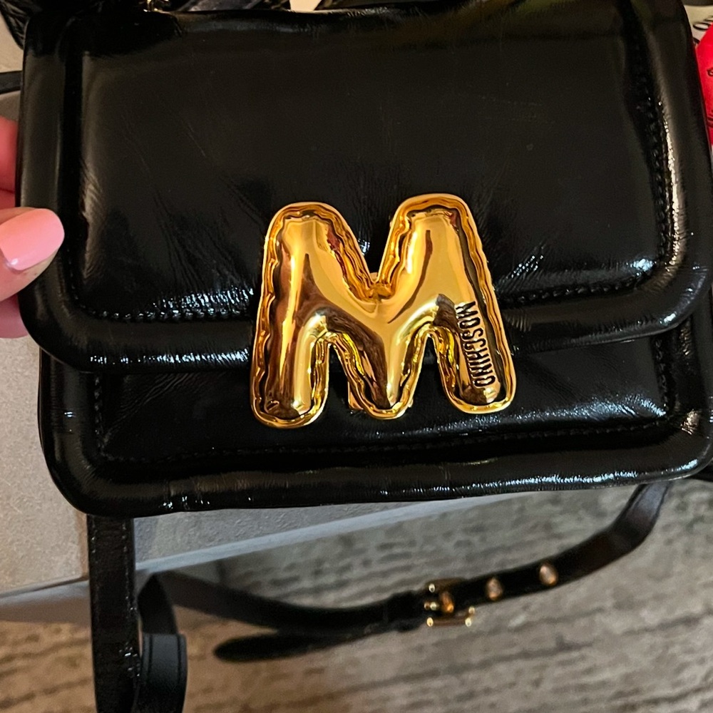 Moschino Black and Gold Crossbody Bag